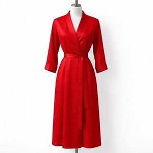 Frederick’s of Hollywood Vintage Red Satin Wrap Robe - Women Intimates Medium
